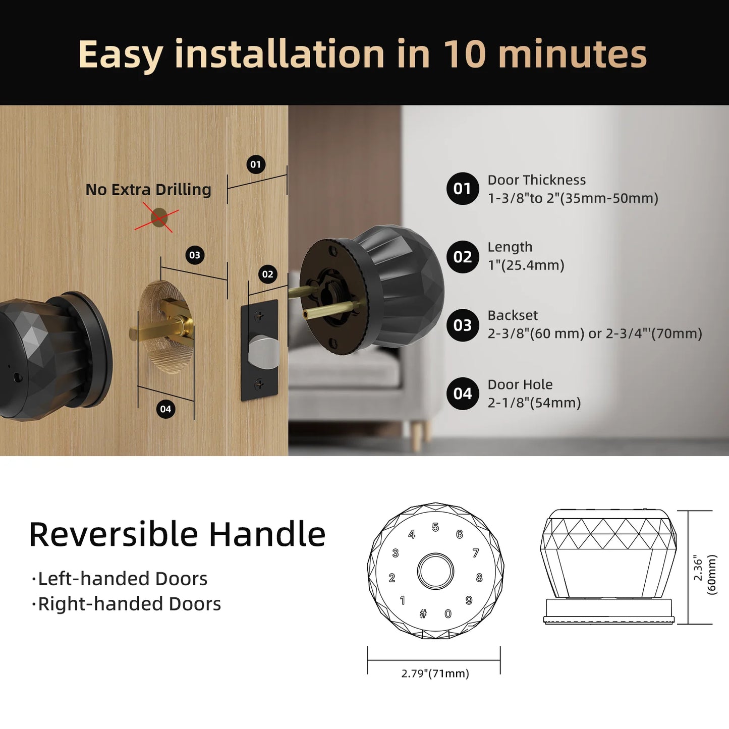 Viladepot Smart Lock Fingerprint Door Lock App Control Passcode Unlock Electronic Touchscreen Keypad Indoor