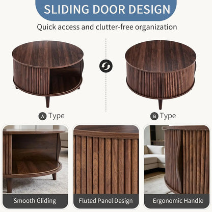Round Coffee Table with Storage