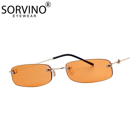 Small Rimless Rectangle Sunglasses