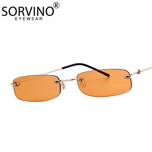 Small Rimless Rectangle Sunglasses