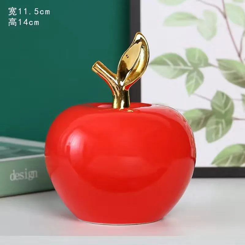 Creative Apple Decorative Items Gilded Ceramic Fruit Craft Living Room Office Desk Apple Sculpture Decorative Items Home Decor
