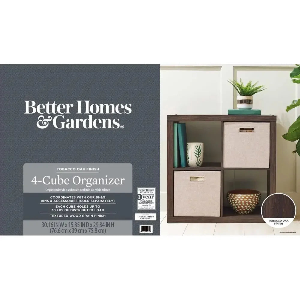 4-Cube Storage Organizer Tobacco Oak