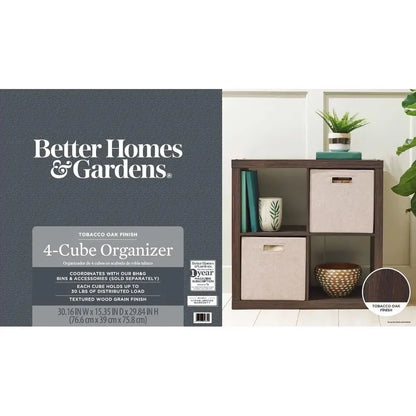 4-Cube Storage Organizer Tobacco Oak