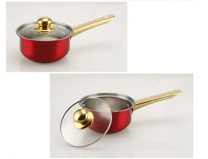 12PCS Red Stainless Steel Cookware