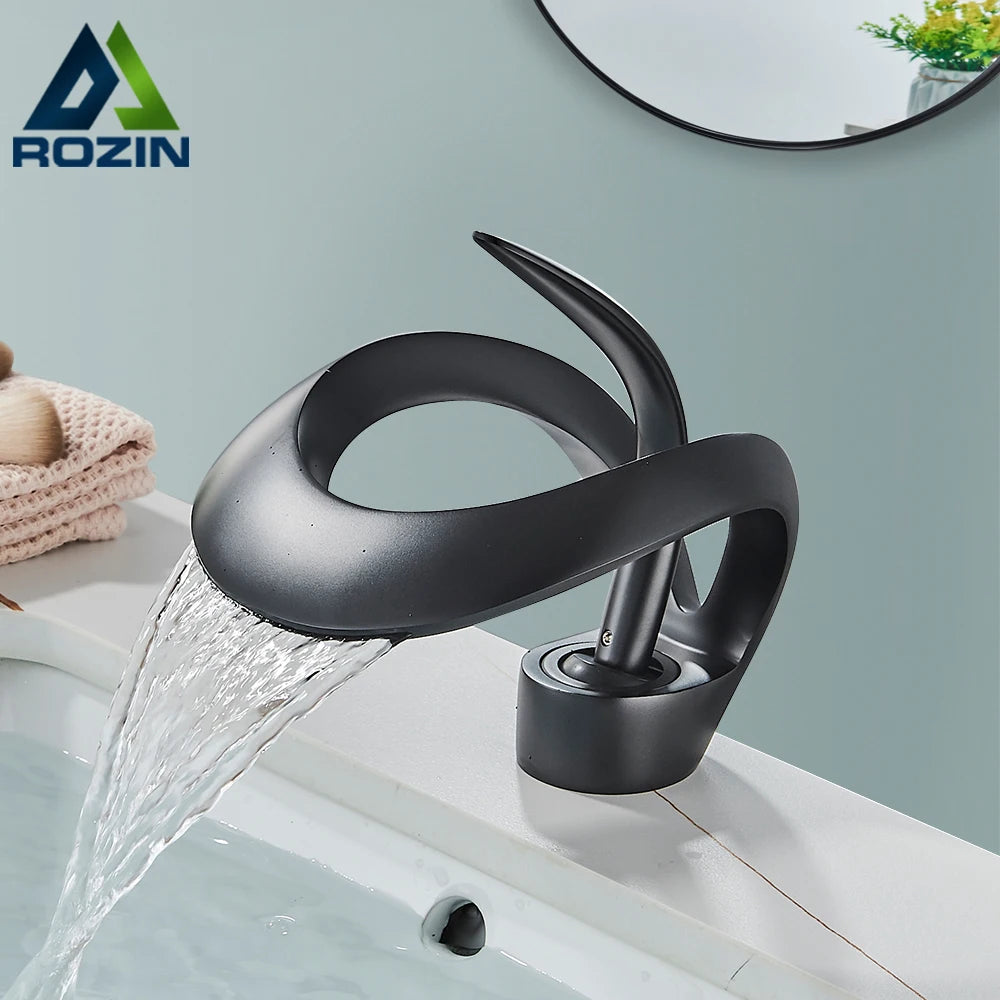 Modern Style Deck Mounted Brass Waterfall Faucet