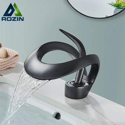 Modern Style Deck Mounted Brass Waterfall Faucet