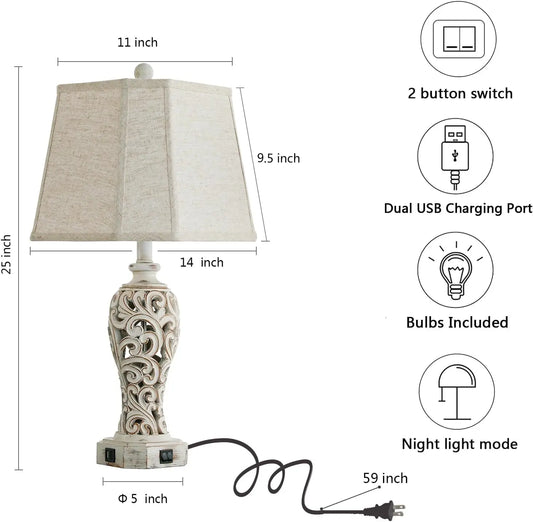 Farmhouse Table Lamps Set of 2