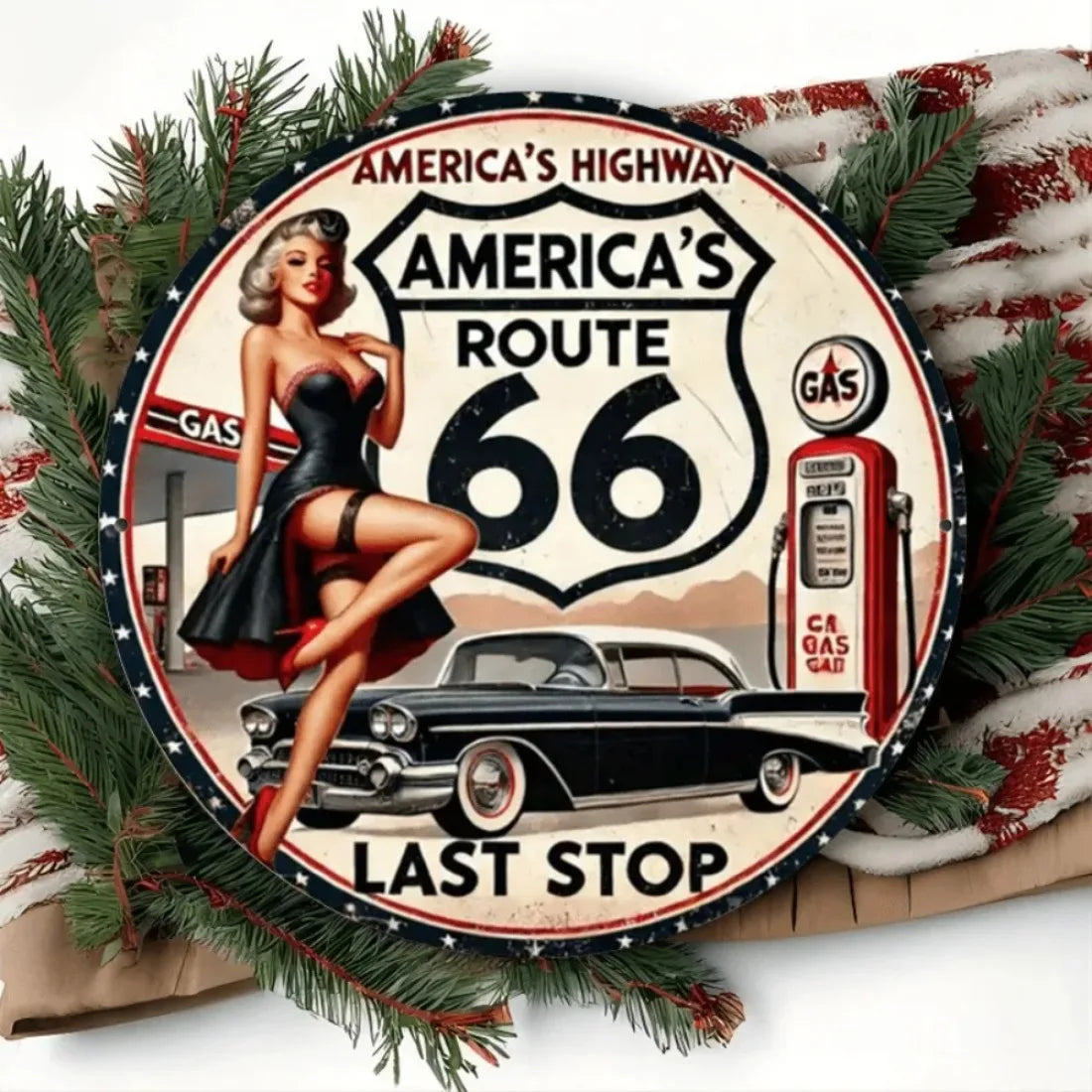 Route 66 Metal Sign Vintage