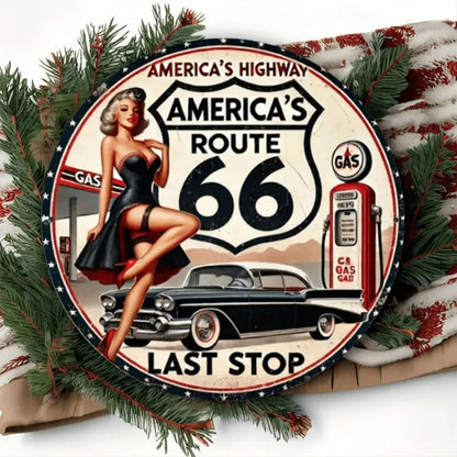 Route 66 Metal Sign Vintage