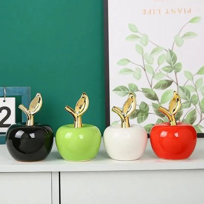 Creative Apple Decorative Items Gilded Ceramic Fruit Craft Living Room Office Desk Apple Sculpture Decorative Items Home Decor