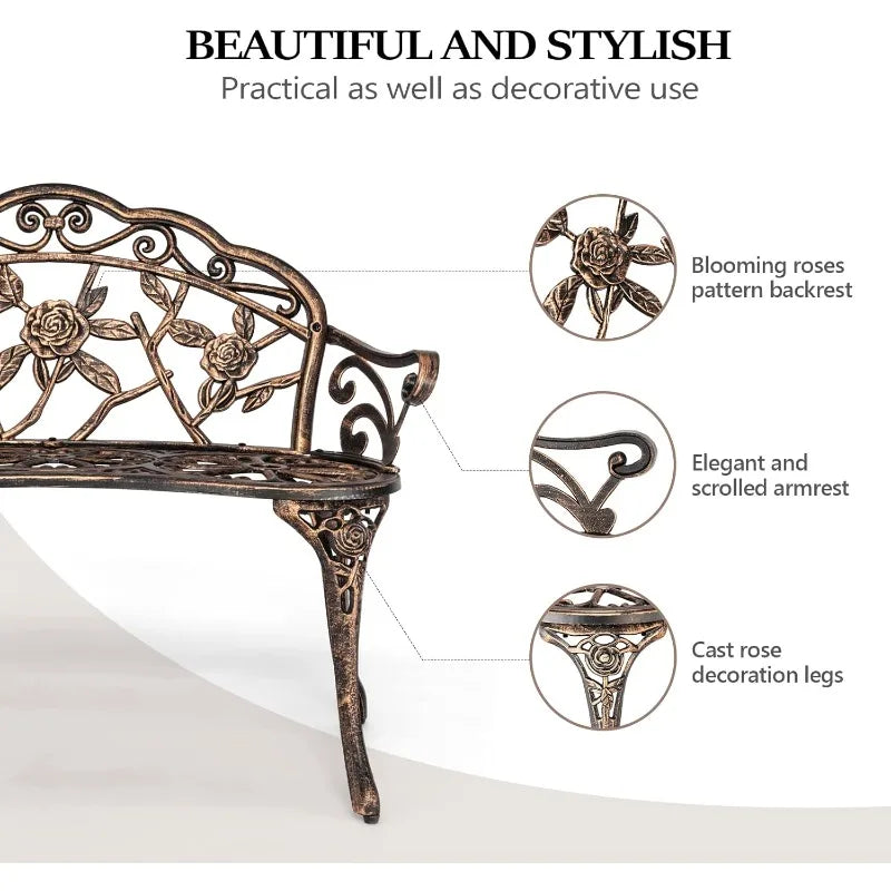 Outdoor Metal Rose Bench