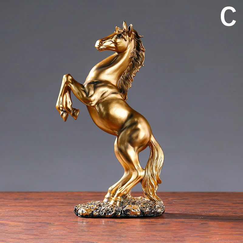 Resin Statue Golden White Black Horse Figure Nordic Abstract Ornaments Figurines For Interior Sculpture Room Home Decor