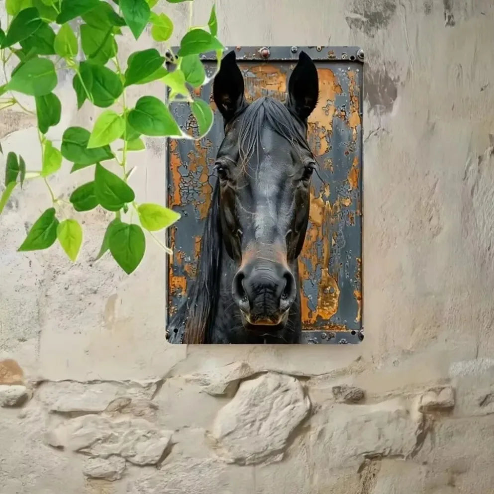 "Majestic Horse Portrait Rustic Metal Sign V