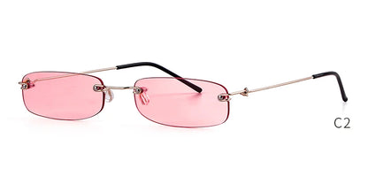 Small Rimless Rectangle Sunglasses