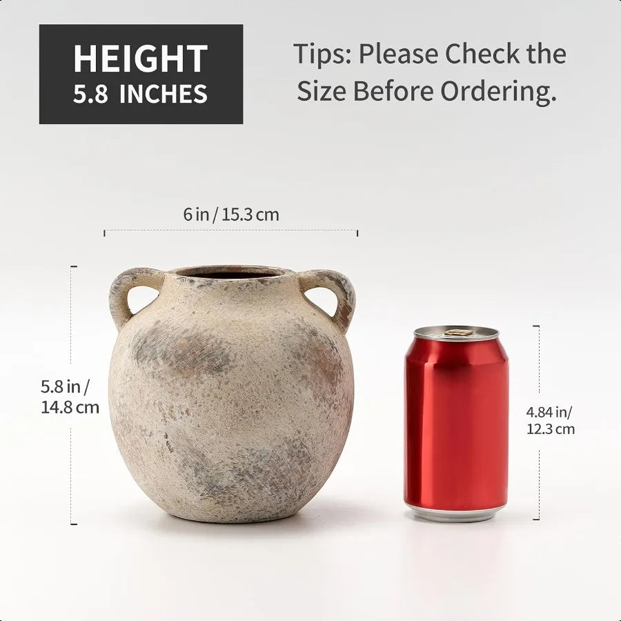 Ceramic Terracotta Vase with Handles