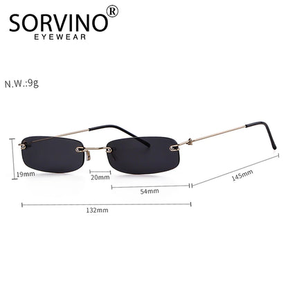 Small Rimless Rectangle Sunglasses