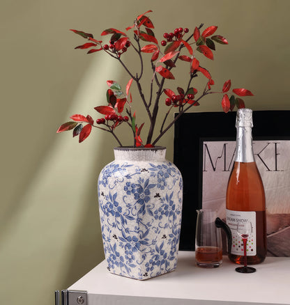 Vintage Ice Crackle Blue Flower Vase