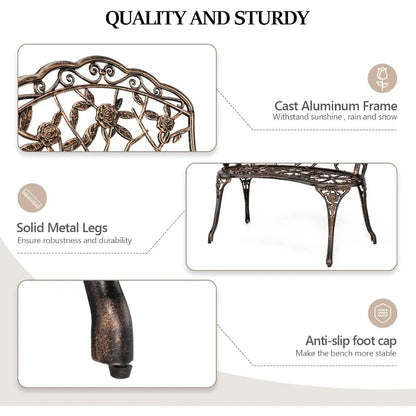 Outdoor Metal Rose Bench