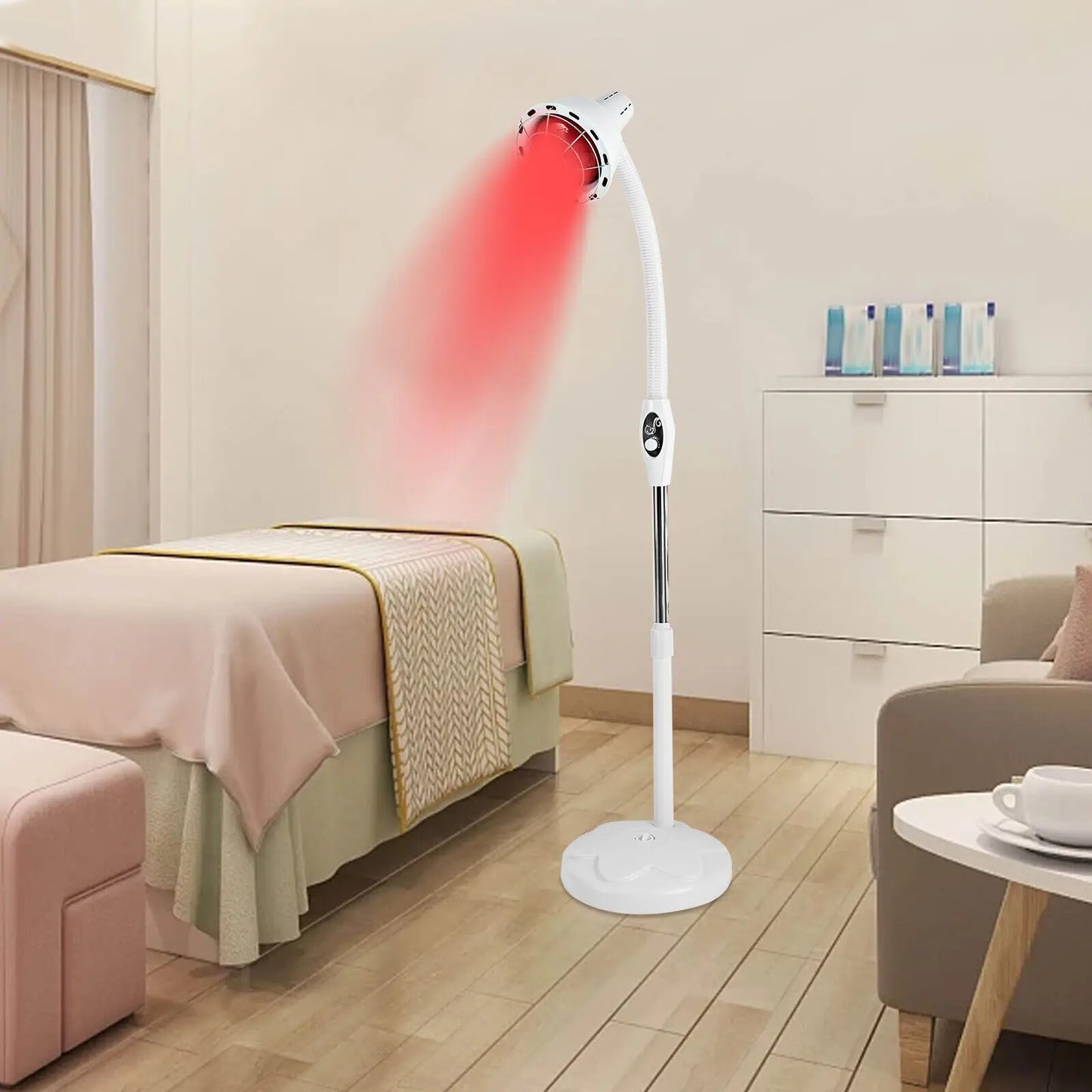 275W IR Infrared Red Heat Therapy Lamp, Pain Relief Light with Floor Stand