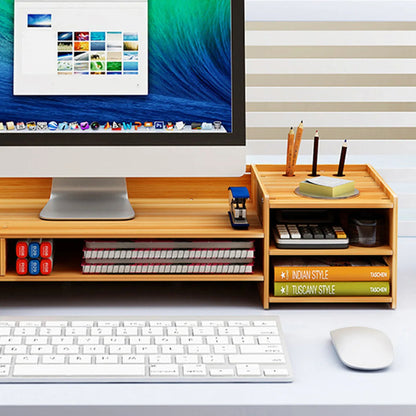 Wood Computer Monitor Stand Riser With Drawer Ergonomic Height Monitor Stand for Laptop Office Desk Accessories Computer Holder