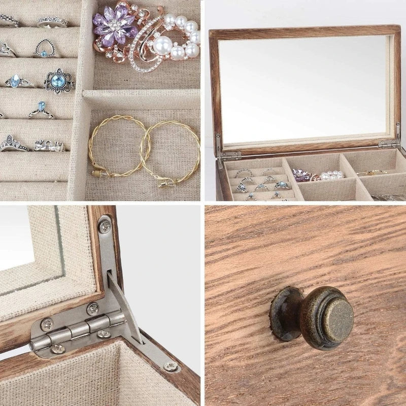 Vintage Jewelry Box Solid Wood Containers