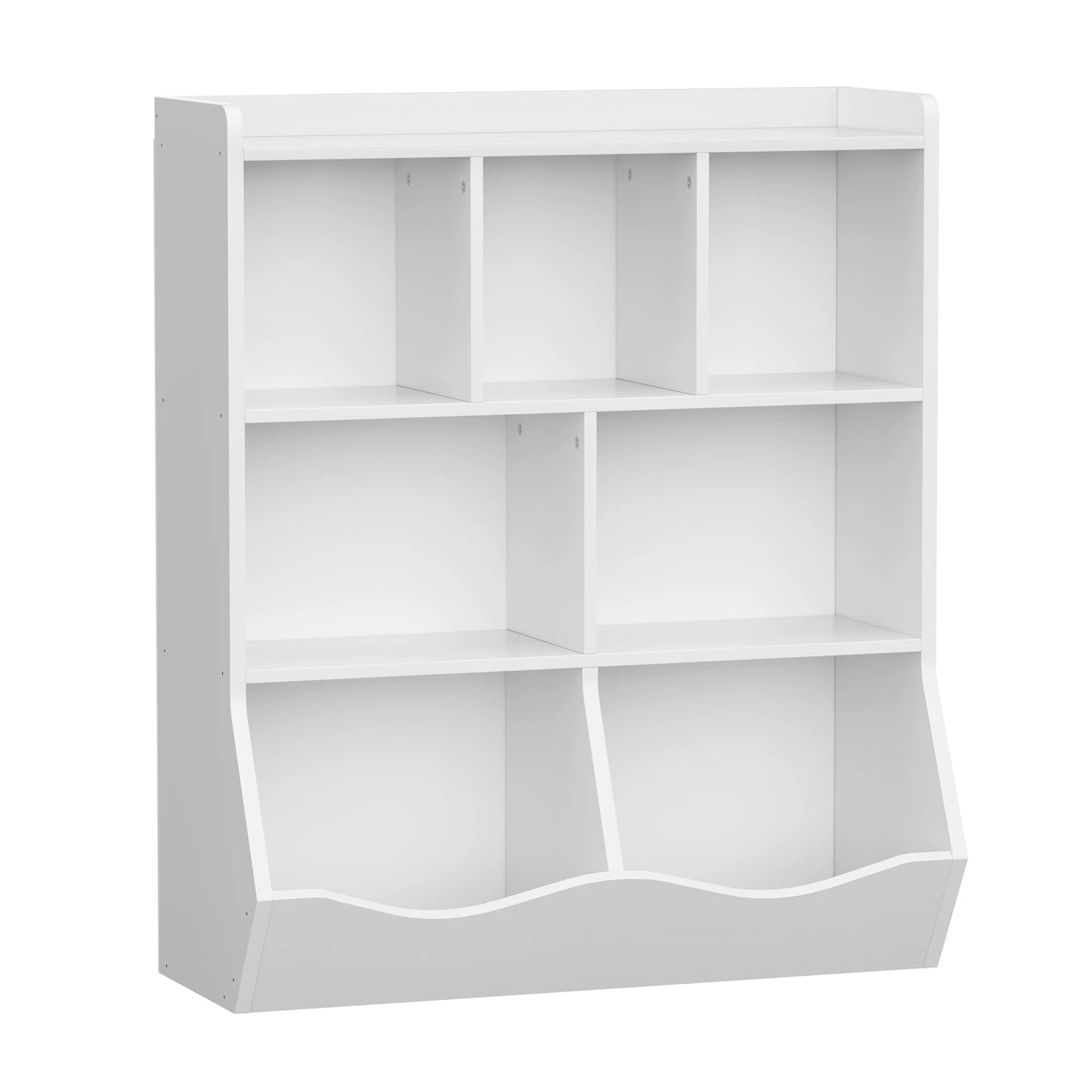 Kids 3-Tier Toy Storage Organizer Bookshelf White- 7 Compartment Bookshelf & Toy Shelf for Kids' Room, Bedroom