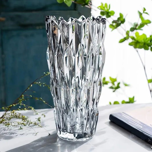 Crystal Glass Colorful VaseFlower Vase Decor for Home Dining Table Living Room Office Wedding Holiday Party Handmade Decorative